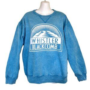 Whistler Blackcomb Sweatshirt Top Blue Tie Dye Vintage 90s Made in Canada
